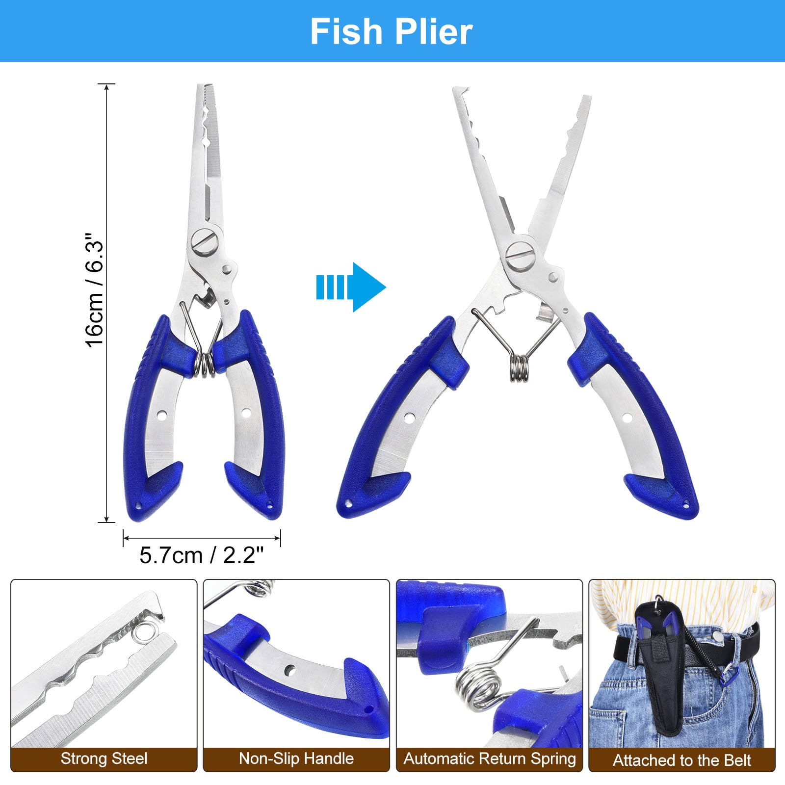 Uxcell Fishing Tool Kit Fish Hook Remover Tool Fish Plier Fishing Scale Fish Hook Remover Tool Lanyard