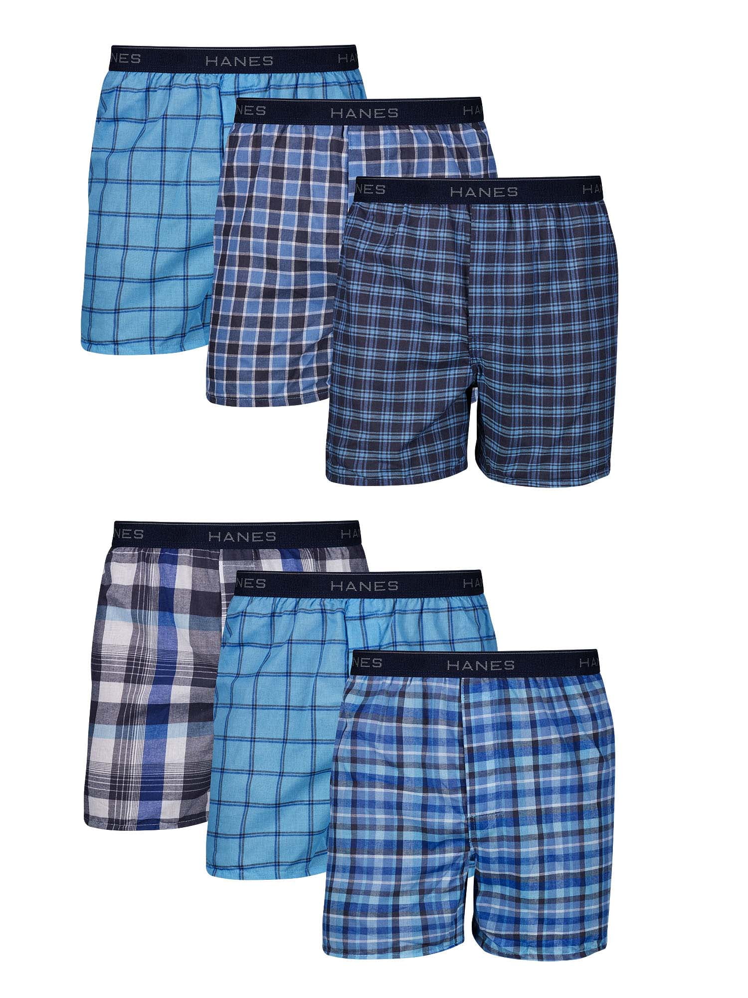 Hanes Men's Value Pack Woven Boxers, 6 Pack