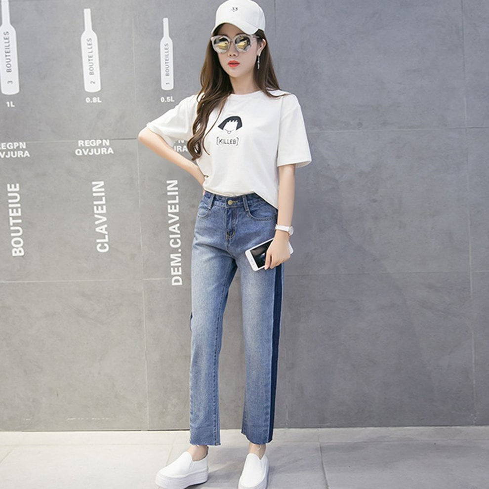 korean style jeans and shirt