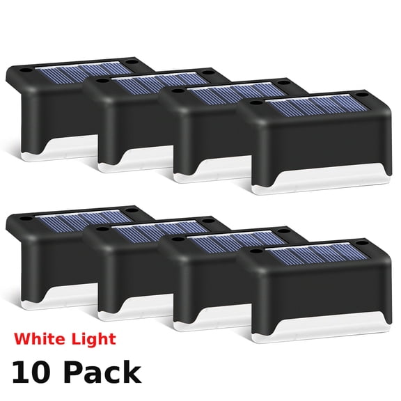 10 Pack Solar Step Lights Outdoor Waterproof Warm White Auto On/Off Solar Fence Lights, Polysilicon Solar Powered LED Deck Lights for Patio, Railing, Garden, Yard, Backyard, Stairway & Walkway Decor