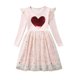 thumbnail image 1 of Odeerbi Vestido de Tul Con Lentejuelas Brillante Para Niños Vestido de Manga Larga Con Estampado de Corazones Vestido de Malla de Colores Sólidos, 1 of 9