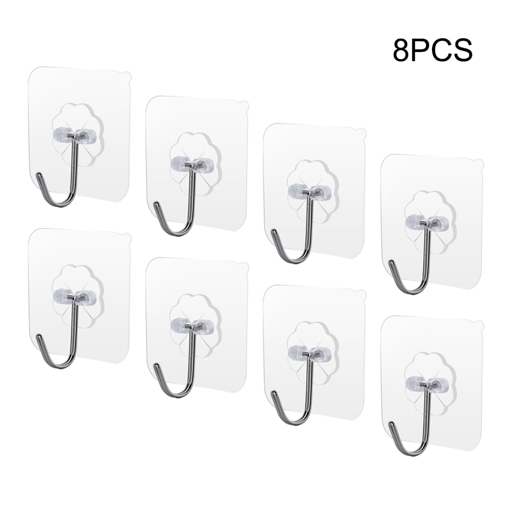 8 Pcs Adhesive Hooks Strong Sticky Kitchen Wall Hooks Ceiling Hooks for