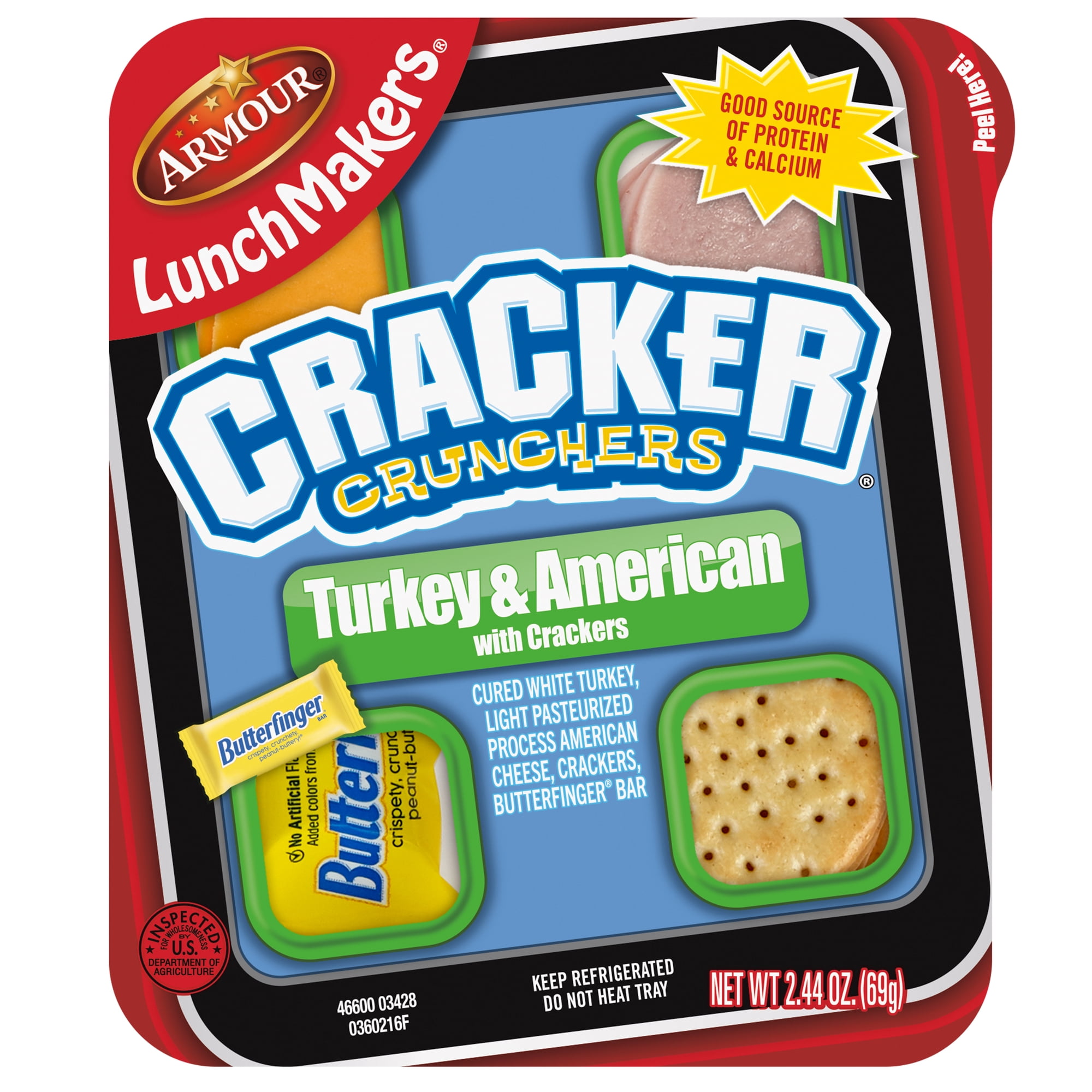 Armour LunchMakers Turkey & Cheese, Crackers & Butterfinger, 2.4 oz Meal Kit