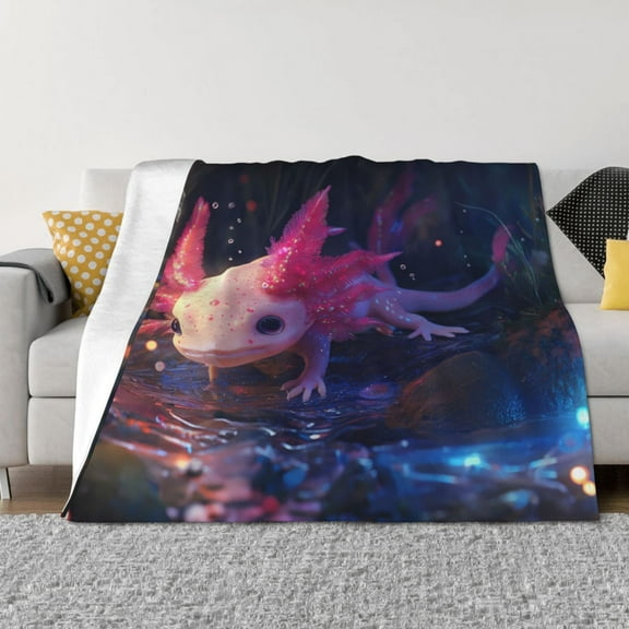 Throw Blanket for Couch - Cute Pink Fantasy Axolotl Soft Comfy Lightweight Cozy Warm Throw Blanket, Fuzzy Plush Flannel Blanket & Throws for Sofa and Bed All Season