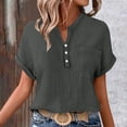 thumbnail image 6 of BLCHUNen Short Sleeve Shirts for Women Casual Button V Neck Pullover Lightweight Breathable Summer Tops with Pocket, 6 of 9