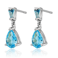thumbnail image 5 of 14K Solid White Gold Swiss Blue Topaz Drop Dangle Earrings December Birthstone Jewelry, 5 of 10