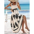 thumbnail image 2 of Womens Square Neck Boho Maxi Dress Casual Long Spring Summer Dresses Sundresses Beach Vacation 2025 White & Black L, 2 of 7