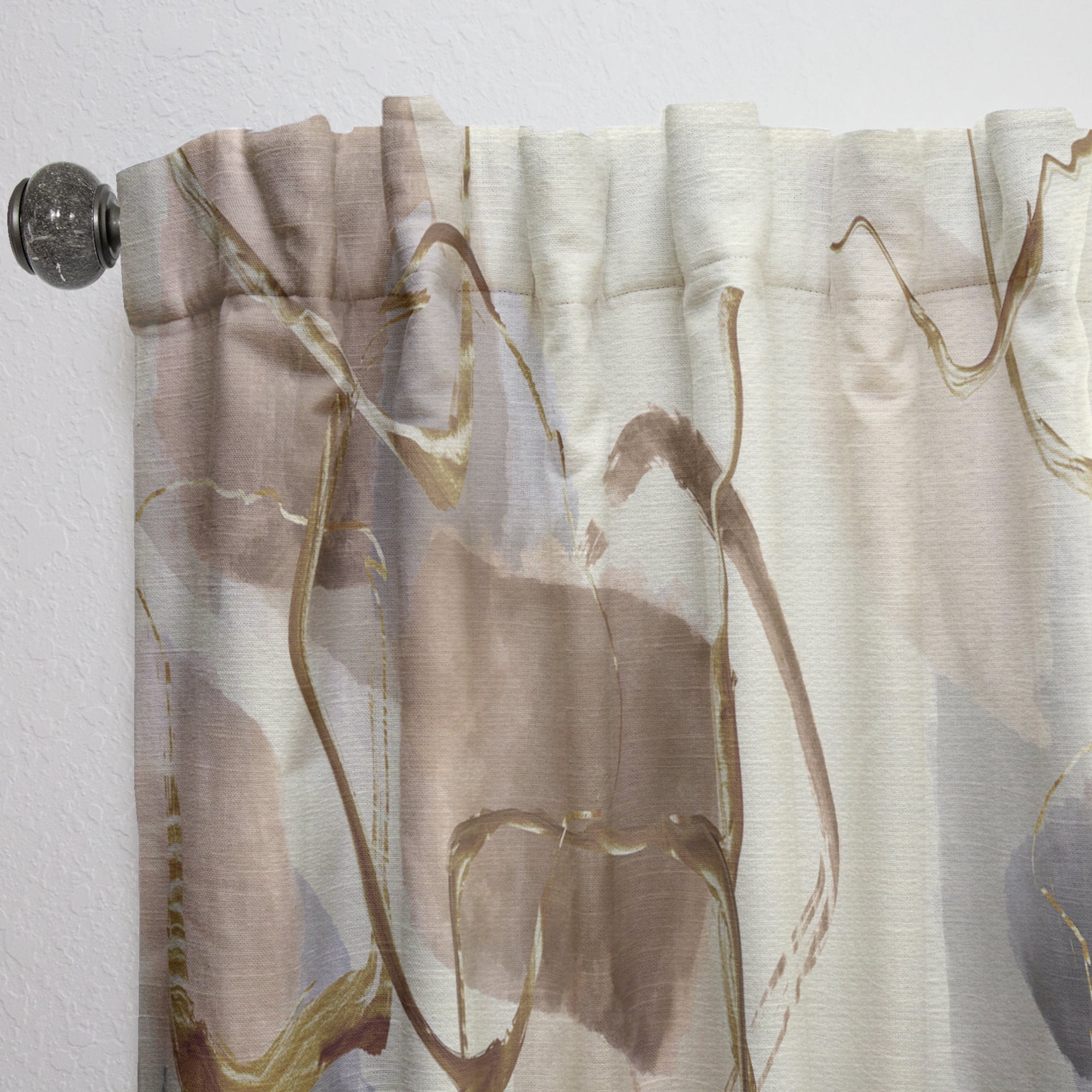 Designart 'Abstract Gold Glam Squares V' Glam Curtain Panel