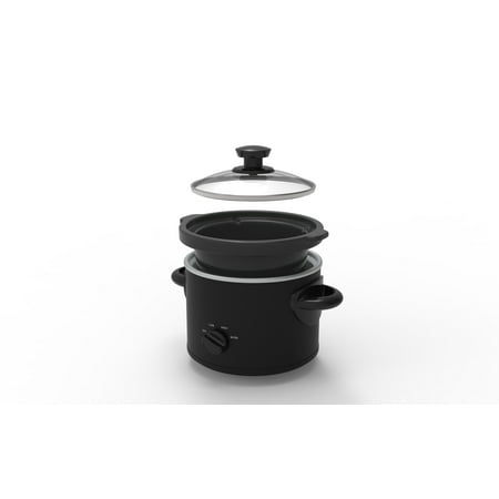 Mainstays 2 QT Slow Cooker, Matte Black Finish, Removeable Stoneware Pot, Model MS54100112165B