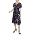 thumbnail image 2 of Women's Petite Short Sleeve Belted Swiss Dot Party Dress, 2 of 3