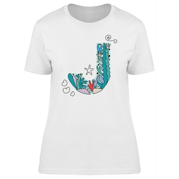 Sea Life Letter J T-Shirt Women -Image by Shutterstock, Female Medium