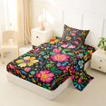 thumbnail image 2 of Homewish Boho Watercolor Floral Twin Sheets,Peony Daisy Flower Bedding,Multicolor,3-Piece,1 Fitted Sheet and 1 Pillowcase, 2 of 6