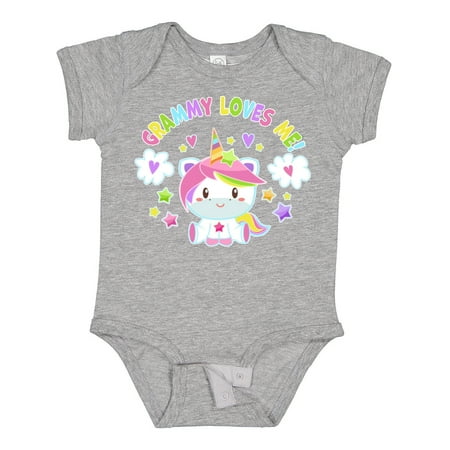 

Inktastic Grammy Loves Me with Cute Rainbow Unicorn Gift Baby Boy or Baby Girl Bodysuit