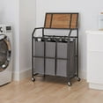 thumbnail image 2 of Trinity 3-bag Laundry Cart with Flip Top, 2 of 6