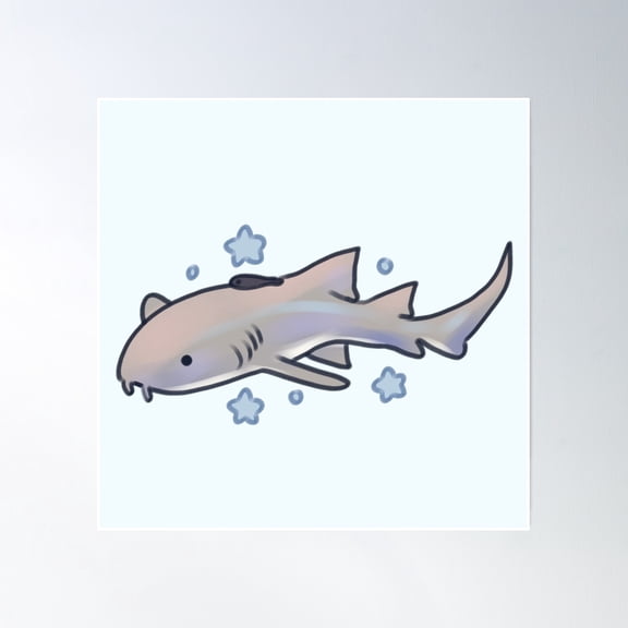 Nurse Shark Drawing Poster Wall Art, Modern Wall Decor, 16x16 UNFRAMED
