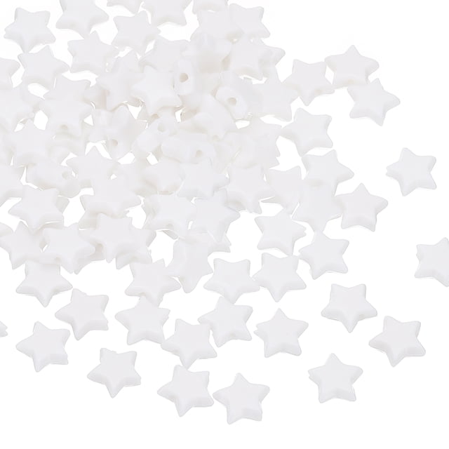 Perlas de estrella de acrílico Uxcell, 200 Pcs perlas en forma de estrella para pulsera de amistad, blancas