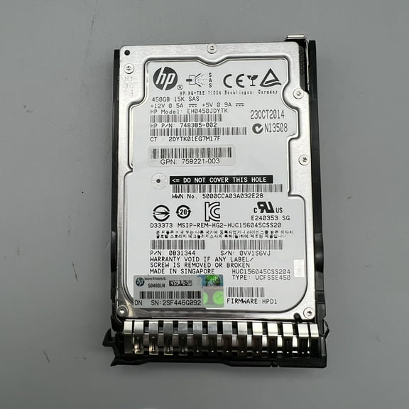 HP 450GB 15K SAS 12Gb/s with tray HOT-PLUG G8-G9 759221-003 748385-002 759547