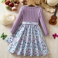 thumbnail image 5 of Bainana Toddler Girls Dress Floral Print Long Sleeve Crew Neck Dresses Breathable Casual Autumn Girls Dress Purple Size 6-7 Years, 5 of 9