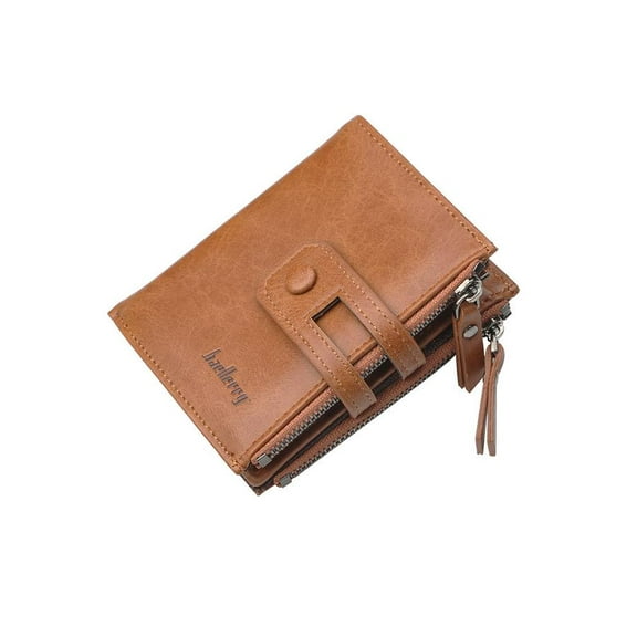 RFID Leather Small Zipper Around Wallet Brown，small Leather wallet women Bifold Compact Card Holder Zipper Pocket Wallet RFID Blocking Card Case Purse with ID Window(brown)
