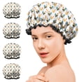 thumbnail image 7 of Shower Caps,White Chicken Watercolor Pattern Waterproof Shower Cap for Women 4 Pieces,Double Reusable Hair Cover for Shower PEVA Elastic Stretch Hem, 7 of 7