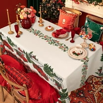 Christmas Table Cloth,Christmas Tablecloth Rectangle 60 x 120,Wrinkle Resistant and Washable Xmas Red Truck Tablecloth,Perfect for Kitchen Dinner,Family Gathering,Holiday Dining Room Table