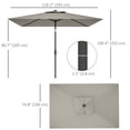 thumbnail image 2 of Light Grey Rectangular Patio Umbrella w/ 22 LED Solar Lights & Tilt - 9.7' x 6.2' Outdoor Shade for Patios, Decks & Gardens, 2 of 7