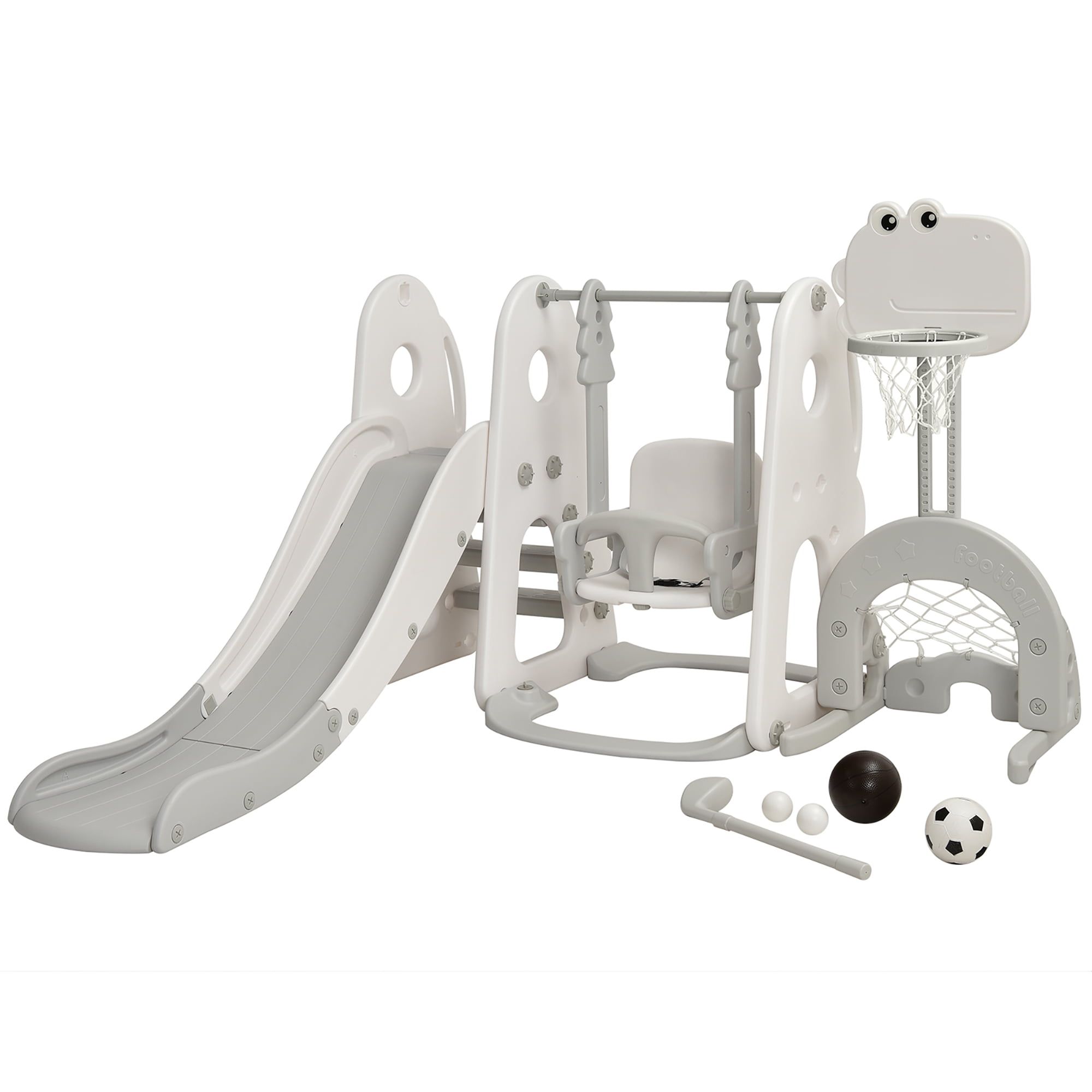 Costway 6 in 1 Toddler Slide and Swing Set Climber Playset w/ Ball