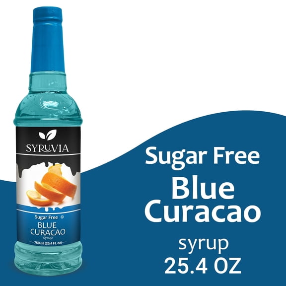 Syruvia Sugar Free Blue Curacao Coffee Syrup No-Calorie Coffee Sauce for Coffee, Lattes, Shakes, Smoothies, Desserts, 25.4 Fl. Oz