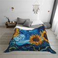 thumbnail image 7 of Vsdgher Starry Night Sunflower Field Pattern Fleece Throw Blanket, Horizontal Fleece Bedding Home Decor for Couch & Bed All Season Use -50"x40", 7 of 7