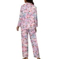 thumbnail image 5 of Kuiaobaty Pink Santa Claus Print Pajamas Set for Womens Ladies Long Sleepwear Sleepwear Lounge Wear Set Lightweight Comfy Nightgown, L, 5 of 7