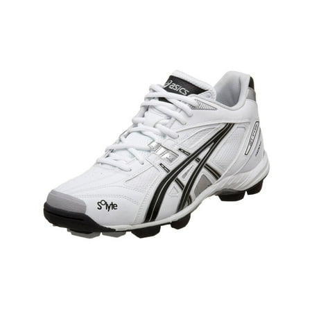 Mens Field Spikes - ASICS P906Y-0190 MENS GEL V CUT FIELD SHOE WHITE/BLACK/SILVER SIZE 14M