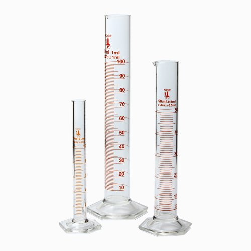 213C2 Karter Scientific Glass Graduated Cylinder 3 Piece Set 10, 50