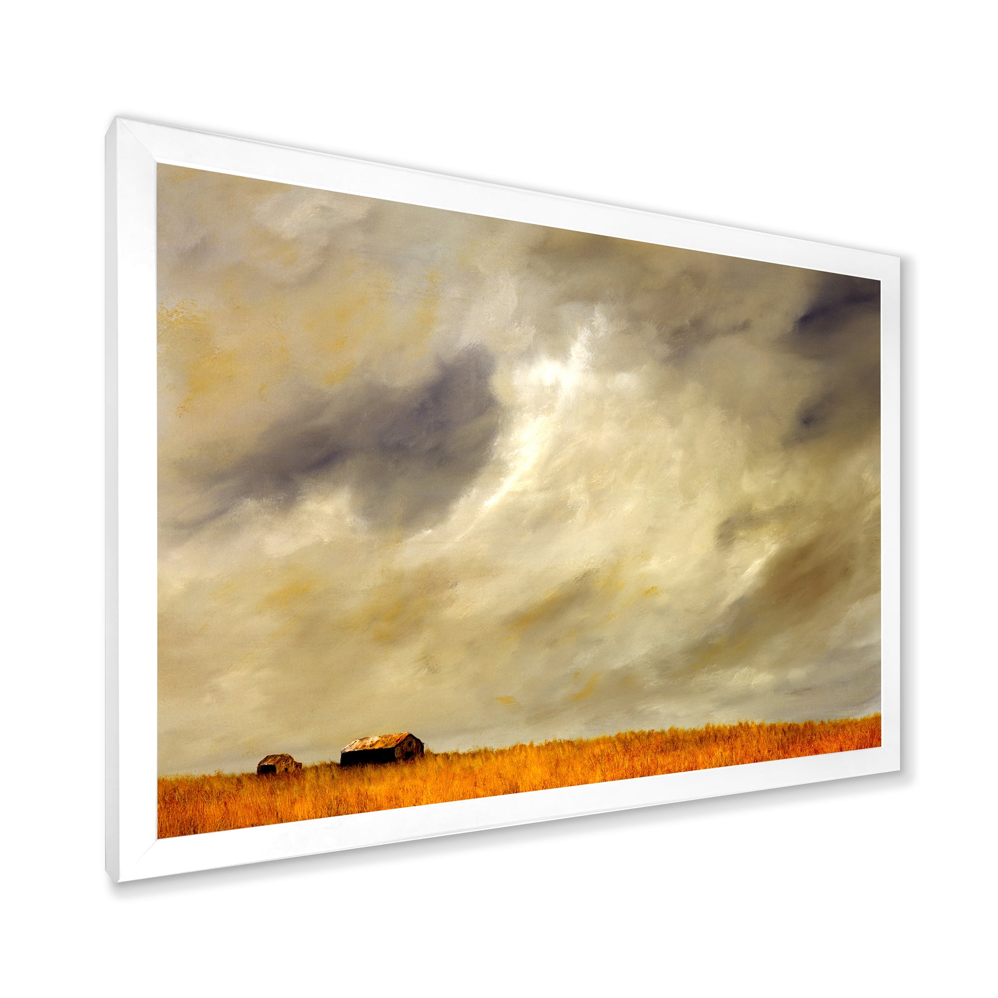 Designart 'Desert Farmhouse Under Cloudy Sky I' Farmhouse Framed Art Print