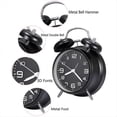 thumbnail image 4 of Twin Bell Loud Clock Metal Frame 3D Dial with Backlight Battery Operate Desk Table Clock for Home and Office,2x alarm clock, 4 of 6
