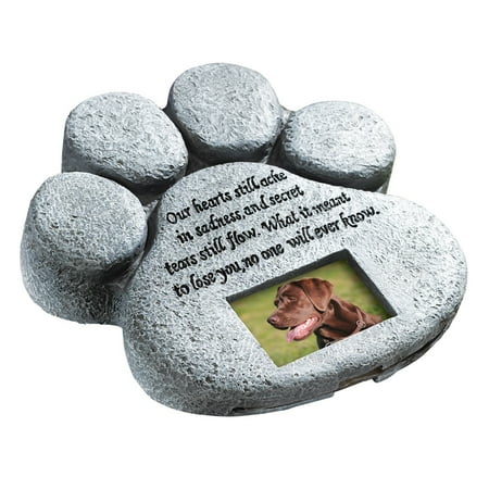 Own Pet Memorial - Paw Print Pet Outdoor Memorial Stone, with 2
