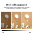 thumbnail image 4 of LED Desk Lamp Rechargeable 3 Modes Dimming Brightness Sensitive Control Eye Care Clip On Book Reading Light for Bedroom, 4 of 4