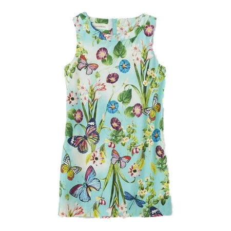 

Toughskins Infant Baby Girl Blue Floral Poplin A-Line Sleeveless Sundress 12m