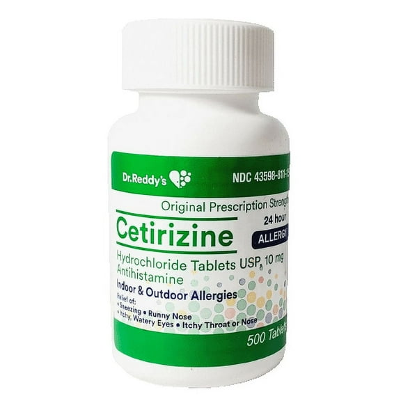 Dr Reddys Cetirizine Hydrochloride Antihistamine 10mg 500 Tablets
