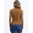 thumbnail image 3 of DARING DIVA Solid Mock Neck Sheer Panel Top L Brown, 3 of 6