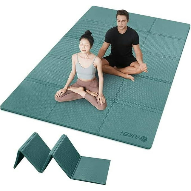 YR Tapete de Yoga Plegable, Tapete de Ejercicio Grande Plegable de Espuma TPE para Tapetes de Fitness de Viaje de Gimnasio en Casa, 10 Mm de Espesor Verde