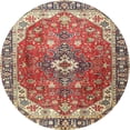 thumbnail image 1 of Ahgly Company Indoor Round Traditional Fire Brick Red Medallion Area Rugs, 3' Round, 1 of 6