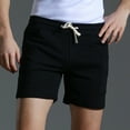 thumbnail image 2 of AXXD Men Shorts Zipper Pocket Black Summer Solid Fashion Pockets Cotton Sports Elastic Mid-waist Lace-up Shorts Father's Day Gift, 2 of 6