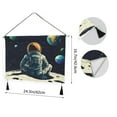 thumbnail image 3 of WOBOGO Astronaut Sitting on The Moon Living Room Canvas Wall Art Bedroom Study Framed Canvas Print Artwork Home Office Decorations 24.5×16.7in, 3 of 6