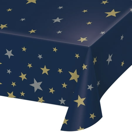 

Navy and Gold Stars Plastic Tablecloth 3 ct