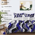 thumbnail image 3 of 3 Piece Blue Stripe Duvet Cover Set California King,Microfiber Comforter/Quilt Cover with Corner Ties and 2 Pillowcases,Ombre Grey Moire Geometric Modern Abstract Soft Bedding with Zipper Closure, 3 of 8