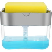 NETSENG Soap Dispenser,Dish Soap Dispenser for Kitchen,Sponge Holder Sink Dish Washing Soap Dispenser 13 Ounces (Grey)