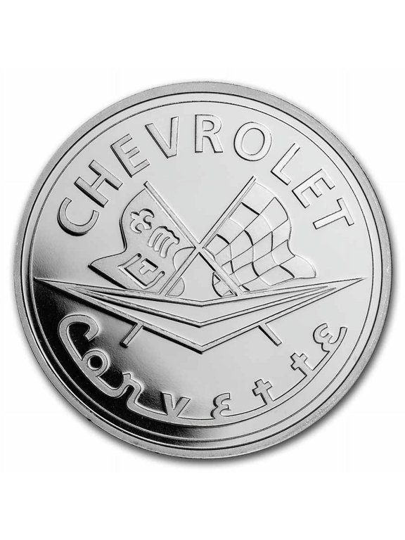 Corvette 1 oz Silver Classic Emblem Flags & Script
