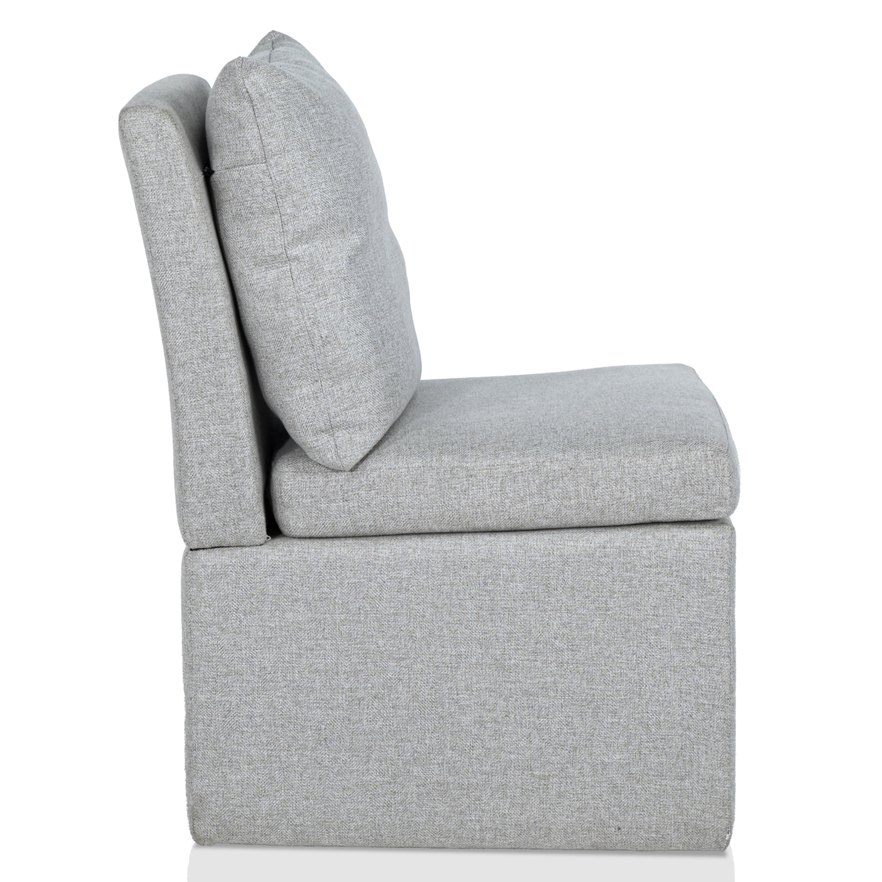 Furniture of America Jaine Modern Fabric Pillow Back Dining Side Chair with Casters, Taupe