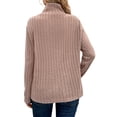 thumbnail image 6 of Hibeli Women Solid Color Button Heap Collar Long Sleeve Ribbed Knitwear Sweater, 6 of 7