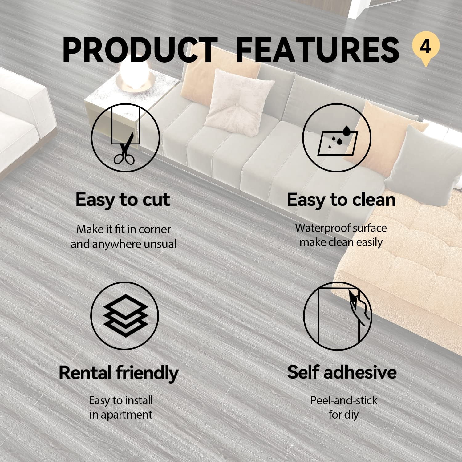 Wood Grain Peel and Stick Floor Tiles – 11.8” Width, Full Roll Length of 394" – Versatile Design for Any Space, Grey Self Adhesive Vinyl Flooring, Waterproof and Non-Slip Features